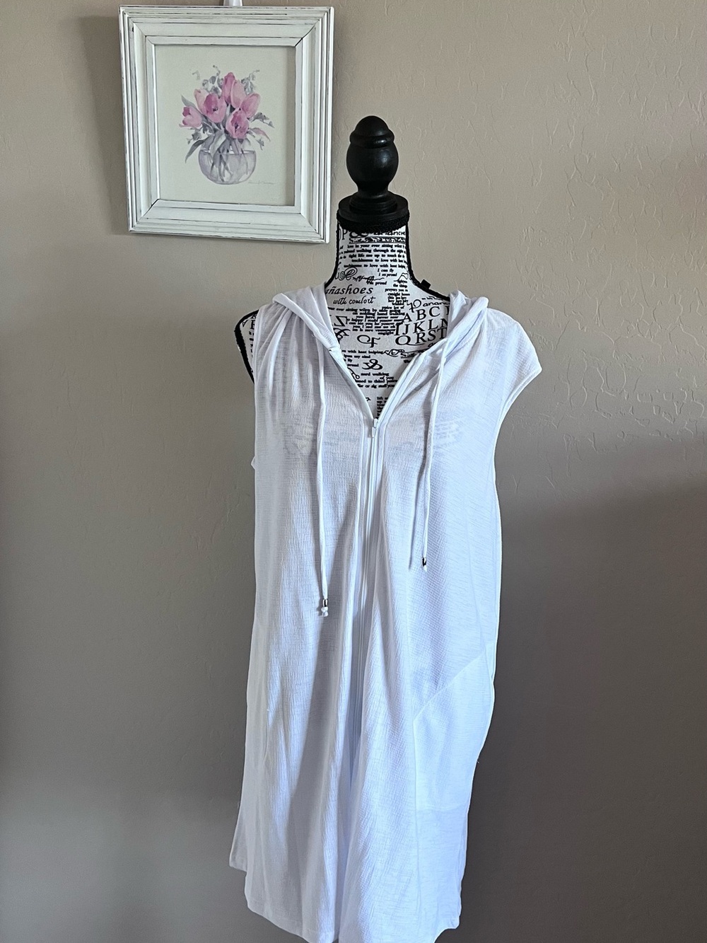 White Hooded Swim Coverup Dress - J Valdi